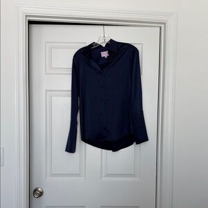 Elegant Navy Women's Button Down Shirt